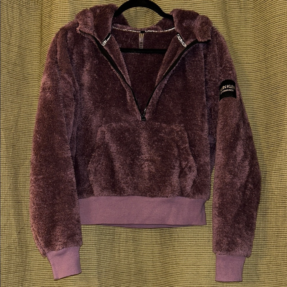 Calvin Klein Performance Plush Purple Teddy CROP Jacket